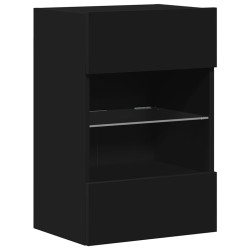 Meubles TV muraux avec lumières LED 2 pcs noir 40x30x60,5 cm 