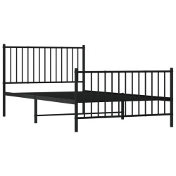 Cadre de lit métal sans matelas avec pied de lit noir 107x203cm 