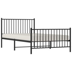 Cadre de lit métal sans matelas avec pied de lit noir 107x203cm 