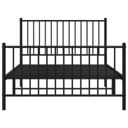 Cadre de lit métal sans matelas avec pied de lit noir 107x203cm 