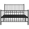 Cadre de lit métal sans matelas avec pied de lit noir 107x203cm 