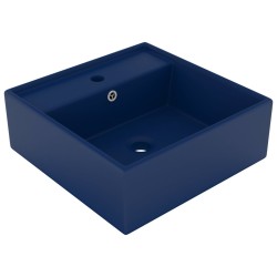 Lavabo carré à trop-plein Bleu foncé mat 41x41 cm Céramique 