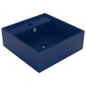Lavabo carré à trop-plein Bleu foncé mat 41x41 cm Céramique 