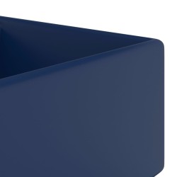 Lavabo carré à trop-plein Bleu foncé mat 41x41 cm Céramique 