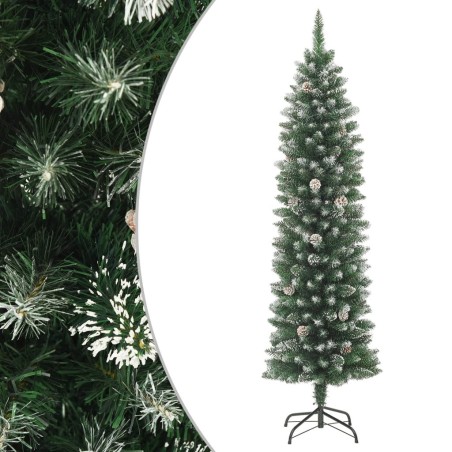 Sapin de Noël artificiel mince avec support 240 cm PVC 