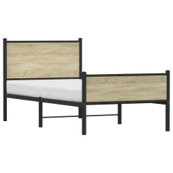 Cadre de lit en métal sans matelas chêne sonoma 100x190 cm 