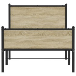 Cadre de lit en métal sans matelas chêne sonoma 100x190 cm 