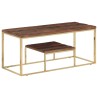 Table basse doré acier inoxydable et bois de mélèze massif 