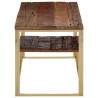 Table basse doré acier inoxydable et bois de mélèze massif 