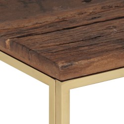 Table basse doré acier inoxydable et bois de mélèze massif 