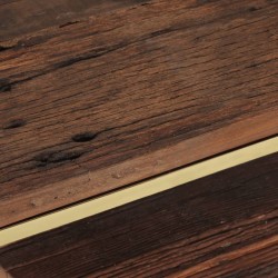 Table basse doré acier inoxydable et bois de mélèze massif 
