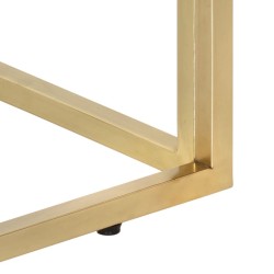 Table basse doré acier inoxydable et bois de mélèze massif 