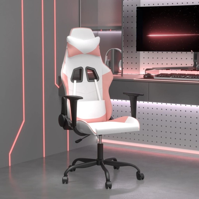 Chaise de jeu de massage Blanc et rose Similicuir 