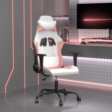 Chaise de jeu de massage Blanc et rose Similicuir 