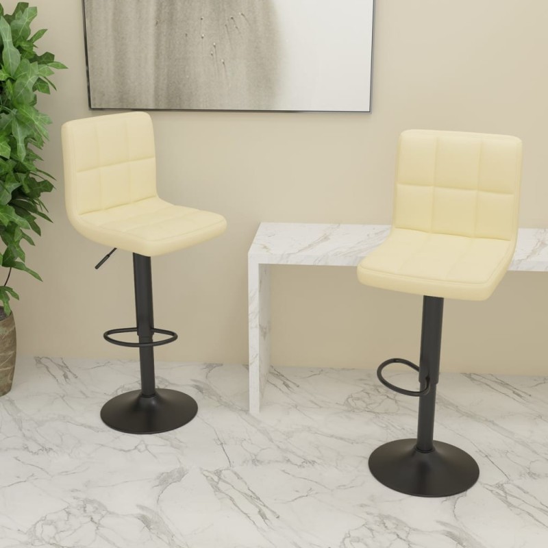 Tabourets de bar lot de 2 crème tissu 
