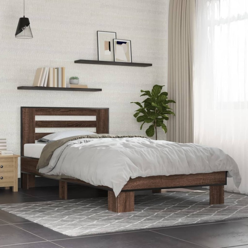 Cadre de lit sans matelas chêne marron 100x200 cm 
