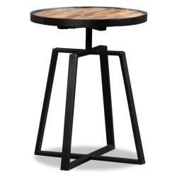 Table d'appoint ronde Teck massif de récupération 