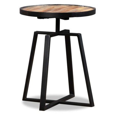 Table d'appoint ronde Teck massif de récupération 
