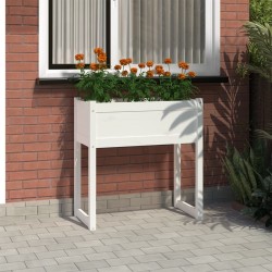 Jardinière Blanc 78x40x81 cm Bois massif de pin 