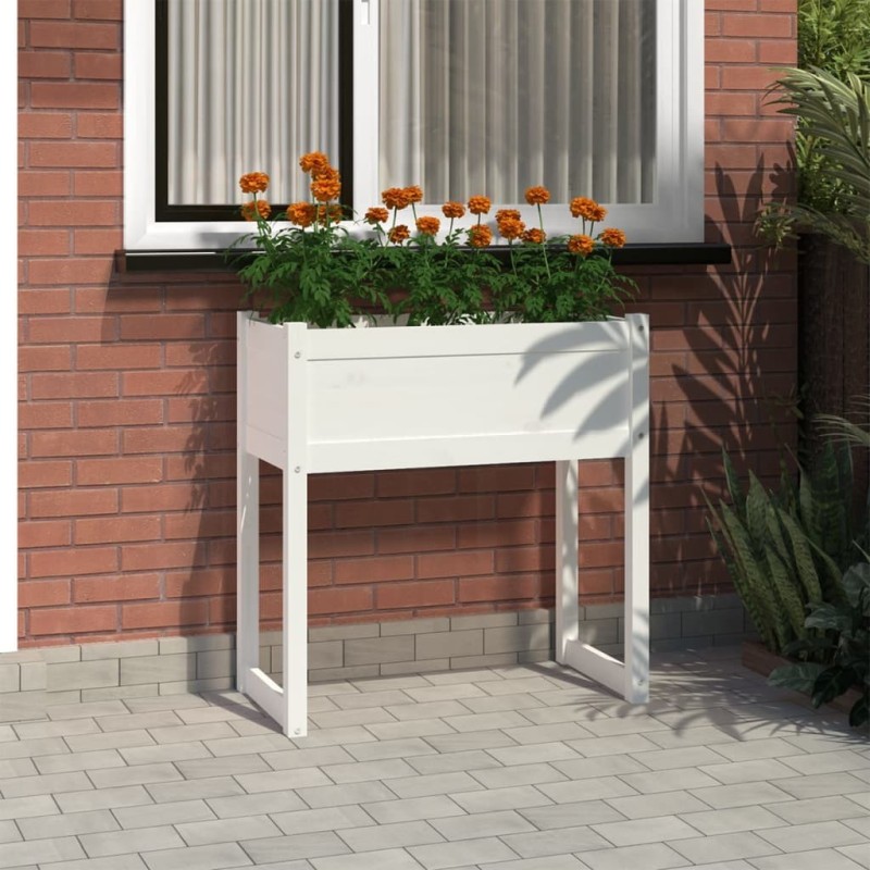 Jardinière Blanc 78x40x81 cm Bois massif de pin Jardinière Blanc 78x40x81 cm Bois massif de pin
