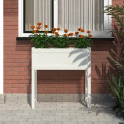 Jardinière Blanc 78x40x81 cm Bois massif de pin 