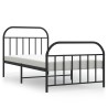Cadre de lit métal sans matelas avec pied de lit noir 100x190cm 