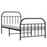 Cadre de lit métal sans matelas avec pied de lit noir 100x190cm 
