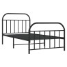 Cadre de lit métal sans matelas avec pied de lit noir 100x190cm 