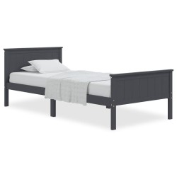 Cadre de lit sans matelas bois massif de pin gris 100x200 cm 