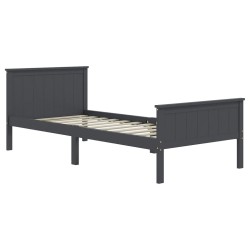Cadre de lit sans matelas bois massif de pin gris 100x200 cm 