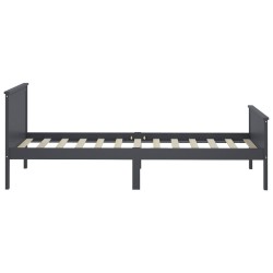 Cadre de lit sans matelas bois massif de pin gris 100x200 cm 