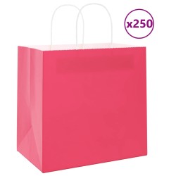 Sacs en papier 250 pcs avec poignées rose 26x17x25 cm 