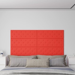 Panneaux muraux 12 pcs Rouge 90x30 cm Similicuir 3,24 m² 