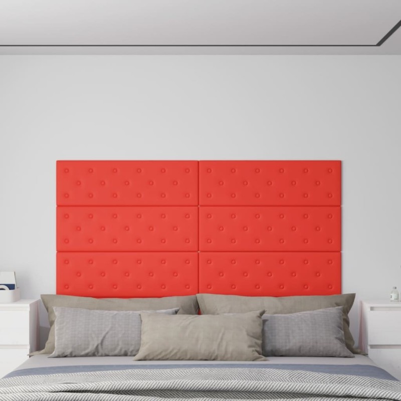 Panneaux muraux 12 pcs Rouge 90x30 cm Similicuir 3,24 m² 