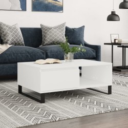 Table basse blanc 90x60x35 cm bois d'ingénierie 