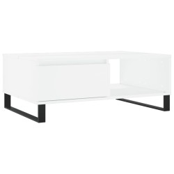 Table basse blanc 90x60x35 cm bois d'ingénierie 