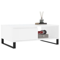 Table basse blanc 90x60x35 cm bois d'ingénierie 