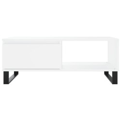 Table basse blanc 90x60x35 cm bois d'ingénierie 