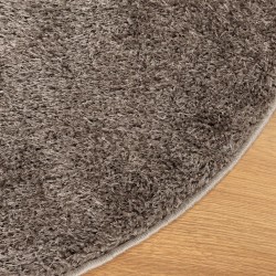 Tapis ISTAN à poils longs aspect brillant gris Ø 200 cm 
