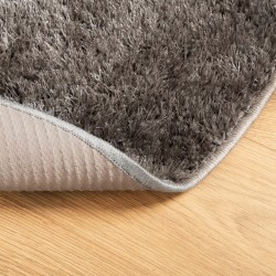 Tapis ISTAN à poils longs aspect brillant gris Ø 200 cm 