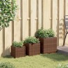 Jardinières d'extérieur 3 pcs marron résine tressée 