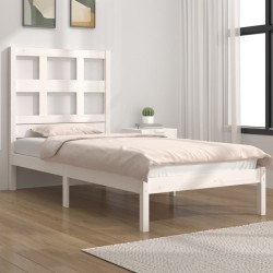 Cadre de lit sans matelas blanc 75x190 cm bois de pin massif 