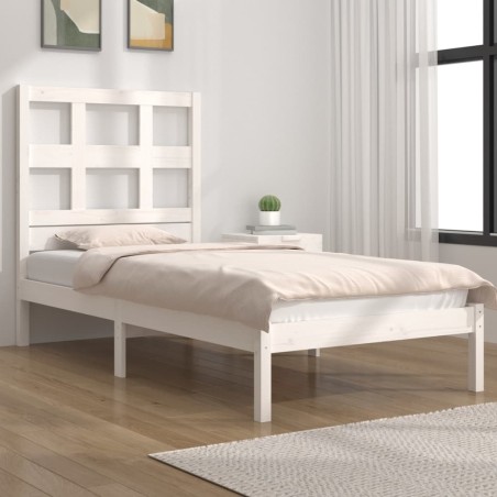 Cadre de lit sans matelas blanc 75x190 cm bois de pin massif 