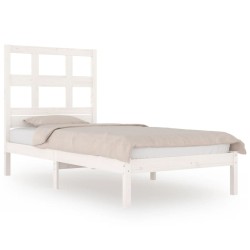 Cadre de lit sans matelas blanc 75x190 cm bois de pin massif 