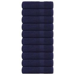 Serviettes de bain 10 pcs bleu marine 100x150 cm 100% coton 