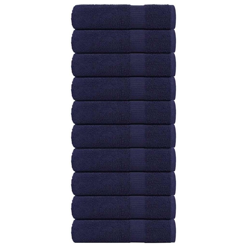 Serviettes de bain 10 pcs bleu marine 100x150 cm 100% coton 