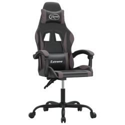 Chaise de jeu pivotante Noir et gris Similicuir 