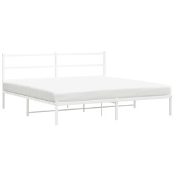 Cadre de lit métal sans matelas et tête de lit blanc 193x203 cm 