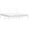 Cadre de lit métal sans matelas et tête de lit blanc 193x203 cm 