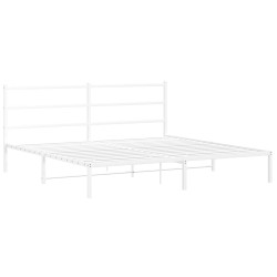 Cadre de lit métal sans matelas et tête de lit blanc 193x203 cm 